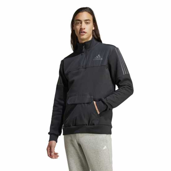 Adidas Мъжко Спортно Горнище Quarter Zip Tech Track Jacket Mens Черно 