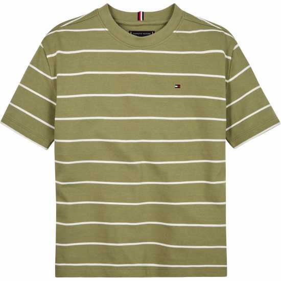 Tommy Hilfiger Tommy Stripe Tee Jn42 Олива/Бяло Kids