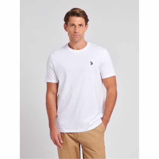 Us Polo Assn Тениска Dhm T Shirt Sn00 Бяло/Морско синьо Мъжки ризи