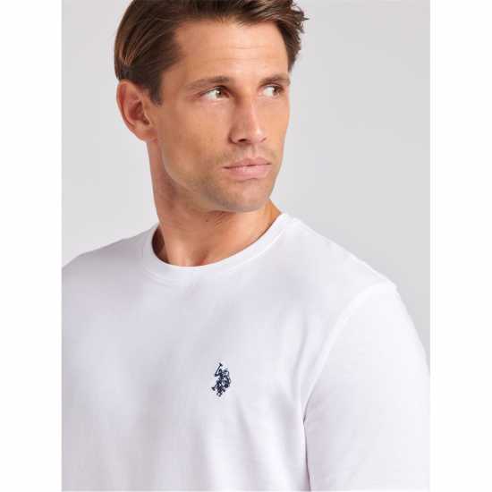 Us Polo Assn Тениска Dhm T Shirt Sn00 Бяло/Морско синьо Мъжки ризи