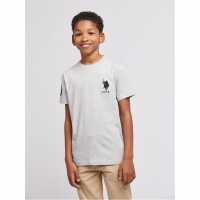 Us Polo Assn Plyr 3 Tshirt Jn00 Сив марл Детски тениски и фланелки