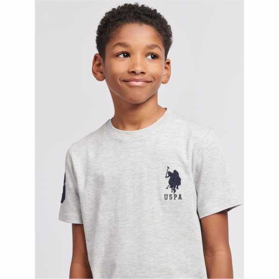 Us Polo Assn Plyr 3 Tshirt Jn00 Сив марл Детски тениски и фланелки