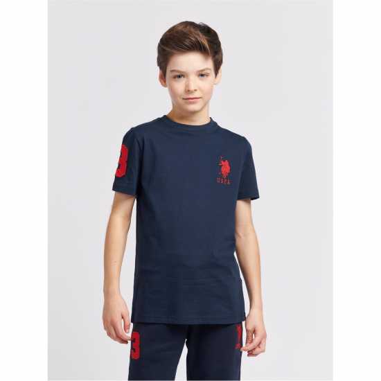 Us Polo Assn Plyr 3 Tshirt Jn00 Морска синьо/червено Детски тениски и фланелки