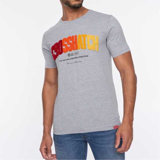 Crosshatch Flocked T Sn99 Сив марл Мъжки ризи