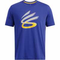 Under Armour Мъжка Риза Curry Logo Trend T-Shirt Mens Синьо/Бяло/Жълто 