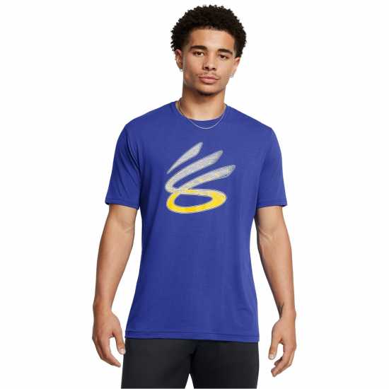 Under Armour Мъжка Риза Curry Logo Trend T-Shirt Mens Синьо/Бяло/Жълто 