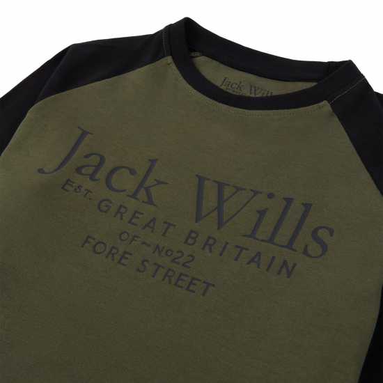 Jack Wills Raglan Ls Tee Jn99 Гроздови лист Детски тениски и фланелки