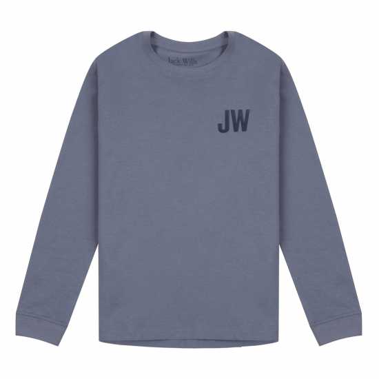 Тениска Момчета Jack Wills Long Sleeve Tee Junior Boys Фолкстоун Сиво Детски тениски и фланелки