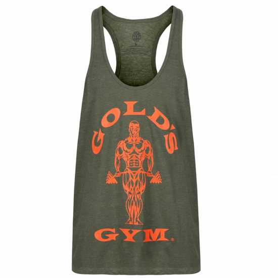 Golds Gym Muscle Joe Premium Stringer Vest Army/Orange Мъжко облекло за едри хора