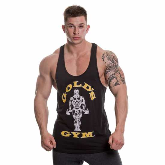 Golds Gym Muscle Joe Premium Stringer Vest Черно Мъжко облекло за едри хора