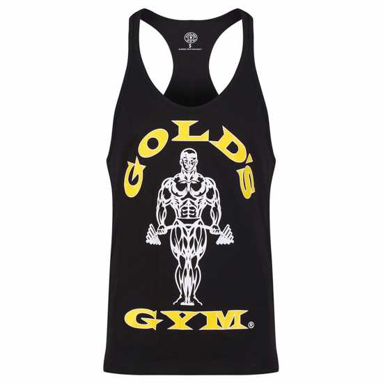 Golds Gym Muscle Joe Premium Stringer Vest Черно Мъжко облекло за едри хора