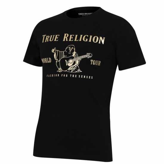 True Religion Тениска Buddha T Shirt Черно/Злато Tshirts under 20