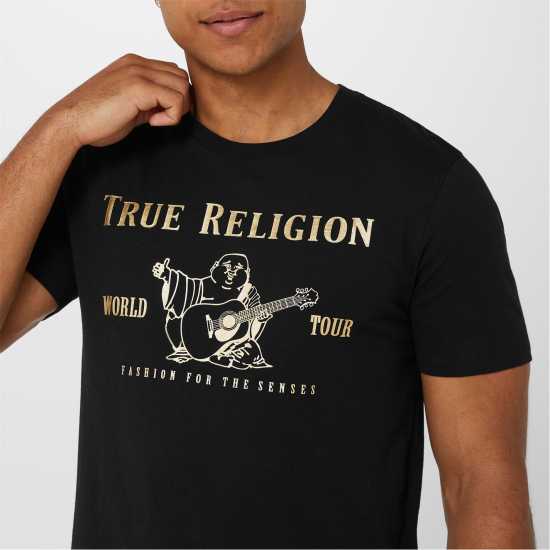 True Religion Тениска Buddha T Shirt Черно/Злато Tshirts under 20