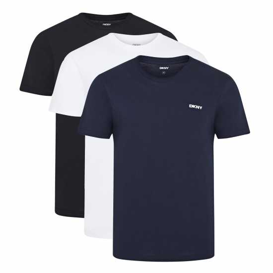 Dkny Мъжка Риза 3 Pack Short Sleeve T-Shirt Mens Черно/Бяло/Тъмносин 