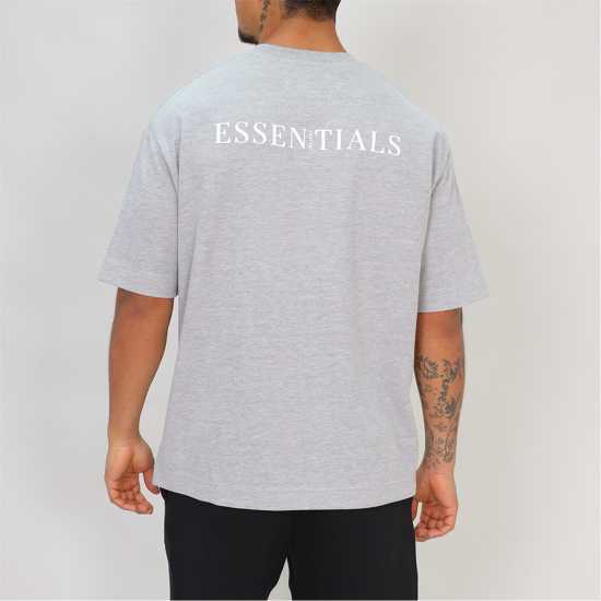 Blank Essentials Contrast Puff Print T-Shirt Сиво марле Мъжки ризи