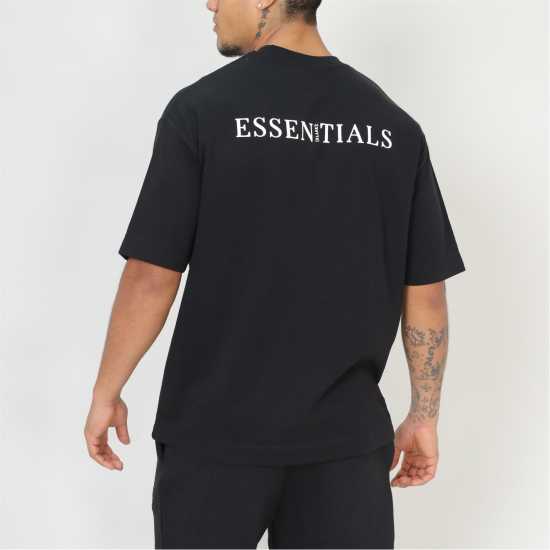 Blank Essentials Contrast Puff Print T-Shirt Черно Мъжки ризи