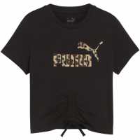 Puma Ess+ Animal Knotted Tee G T-Shirt Girls Черно Пума Детски тениски и фланелки