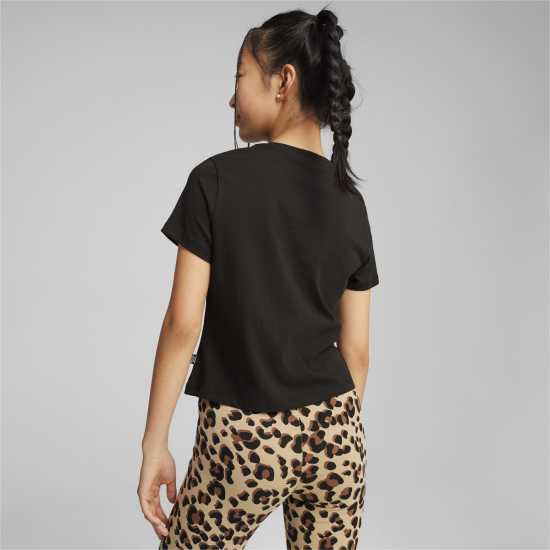 Puma Ess+ Animal Knotted Tee G T-Shirt Girls Черно Пума Детски тениски и фланелки