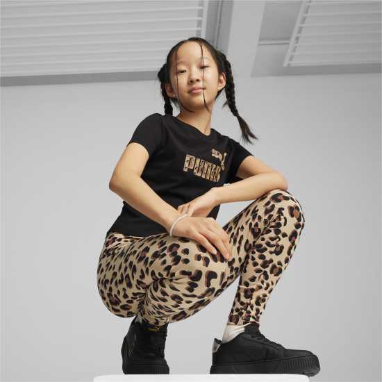 Puma Ess+ Animal Knotted Tee G T-Shirt Girls Черно Пума Детски тениски и фланелки