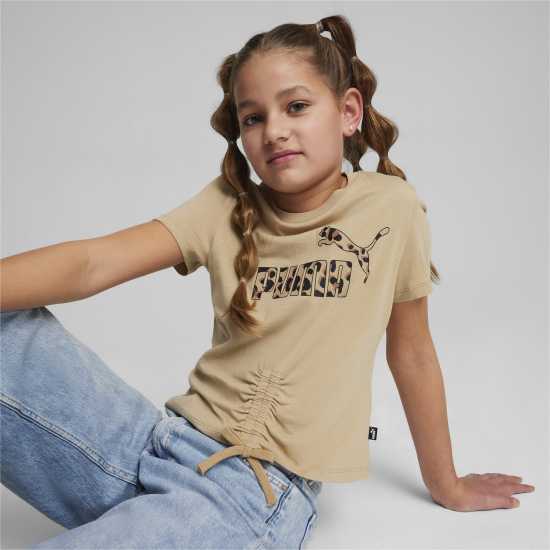 Puma Ess+ Animal Knotted Tee G T-Shirt Girls Кафяво Детски тениски и фланелки