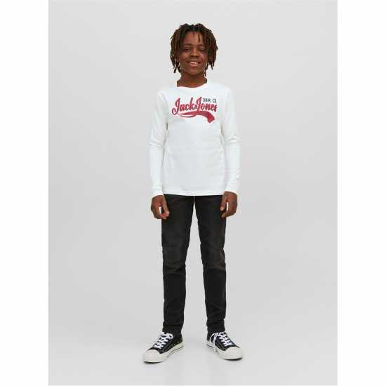 Jack And Jones Long Sleeve Logo T-Shirt Junior Boys Облачен Танцьор Детски тениски и фланелки