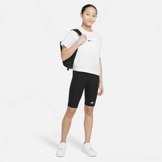 Nike Sportswear Big Kids' (Girls') T-Shirt Бяло/Черно Детски тениски и фланелки