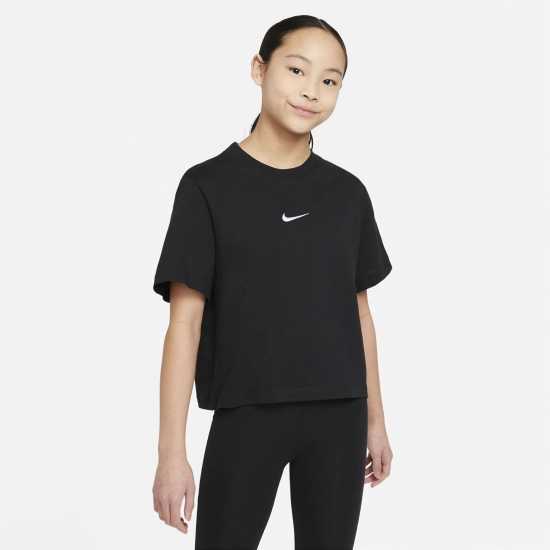 Nike Sportswear Big Kids' (Girls') T-Shirt Black/White Детски тениски и фланелки