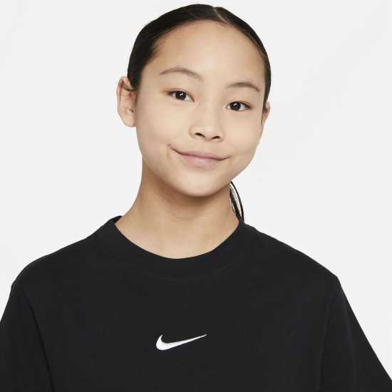 Nike Sportswear Big Kids' (Girls') T-Shirt Black/White Детски тениски и фланелки