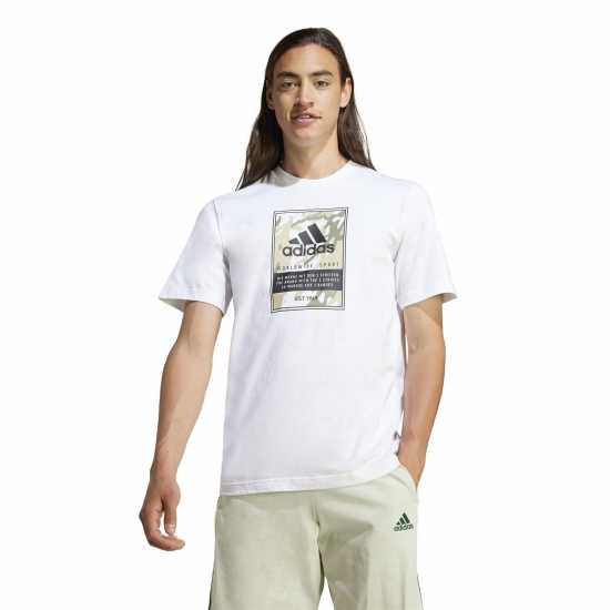 Adidas Мъжка Риза Graphic Logo T-Shirt Mens Бяла Камо Кутия Мъжки тениски с яка