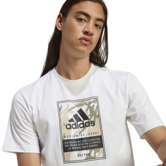 Adidas Мъжка Риза Graphic Logo T-Shirt Mens Бяла Камо Кутия Мъжки тениски с яка