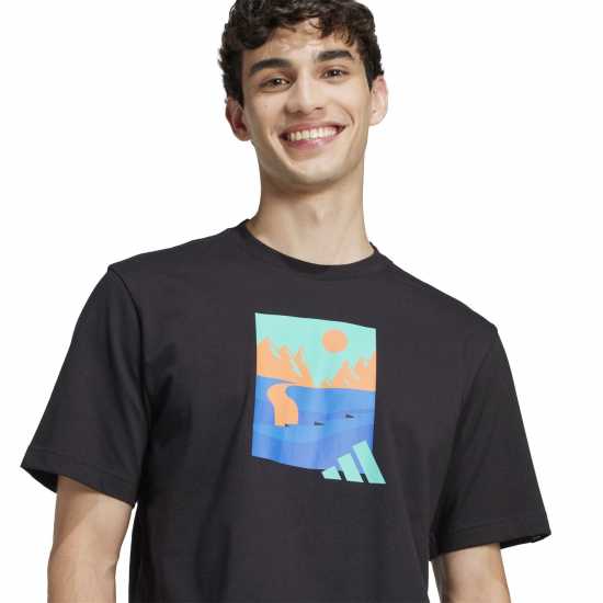 Adidas Мъжка Риза Graphic Logo T-Shirt Mens Черно на открито 