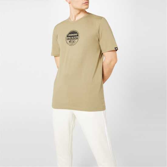 Adidas Мъжка Риза Graphic Logo T-Shirt Mens Green Globe Мъжки тениски с яка