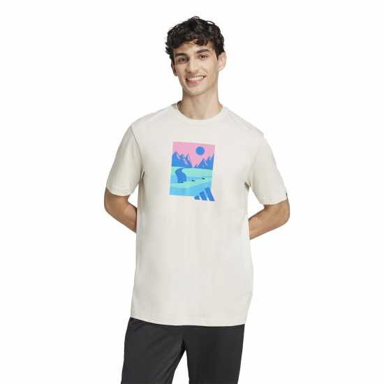 Adidas Мъжка Риза Graphic Logo T-Shirt Mens Сиво на открито 