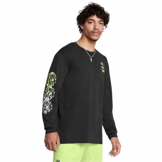 Under Armour Curry Verbiage Heavyweight Long Sleeve T-Shirt Adults Черно/Зелено/Бяло 