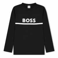 Boss Long Sleeve Logo Print T-Shirt Junior Boys Черно 09B 