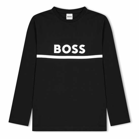 Boss Long Sleeve Logo Print T-Shirt Junior Boys Черно 09B 