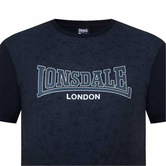 Lonsdale Тениска Tee Shirt Гео Черен Мъжко облекло за едри хора