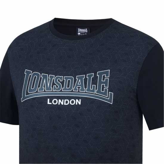 Lonsdale Тениска Tee Shirt Гео Черен Мъжко облекло за едри хора