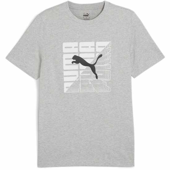 Puma Мъжка Риза Graphics Wording Tee T-Shirt Mens Светло сиво Хийт Мъжки ризи