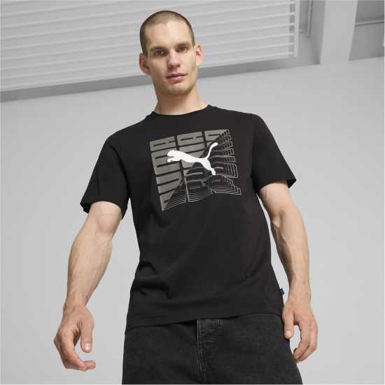 Puma Мъжка Риза Graphics Wording Tee T-Shirt Mens Черно Пума Мъжки ризи