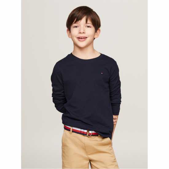 Tommy Hilfiger Boys Basic Cn Knit L/s Небесен капитан 