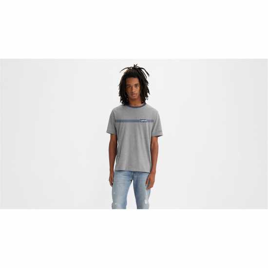 Levis Relaxed-Fit Bw Stripe T-Shirt Сиво марлово хетър Tshirts under 20