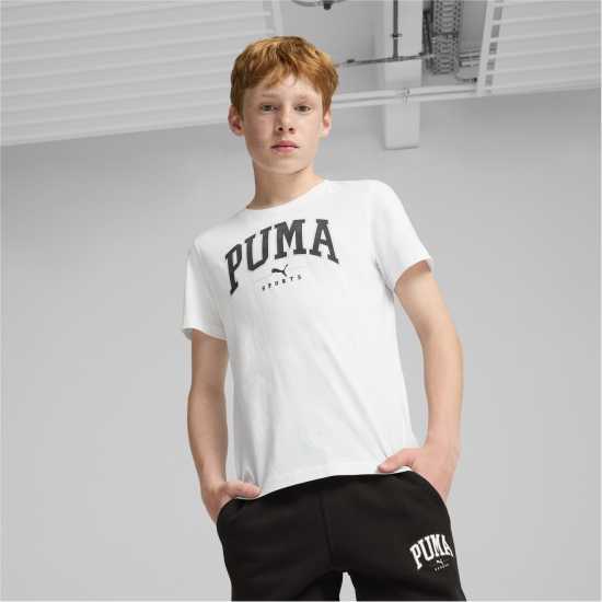 Puma Squad Big Graphic Tee B T-Shirt Unisex Kids Пума Бяло 