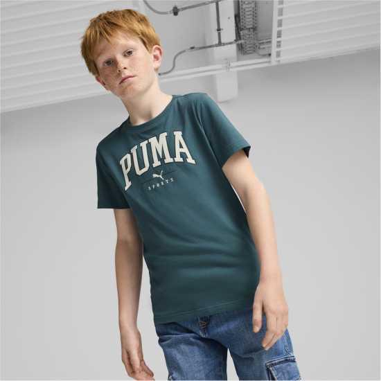 Puma Squad Big Graphic Tee B T-Shirt Unisex Kids Зелено 