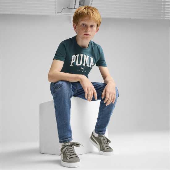 Puma Squad Big Graphic Tee B T-Shirt Unisex Kids Зелено 