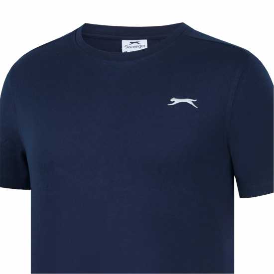 Slazenger Мъжка Риза Plain T-Shirt Mens Морска синьо Мъжко облекло за едри хора