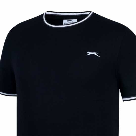 Slazenger Мъжка Тениска Tipped T Shirt Mens Черно Мъжко облекло за едри хора