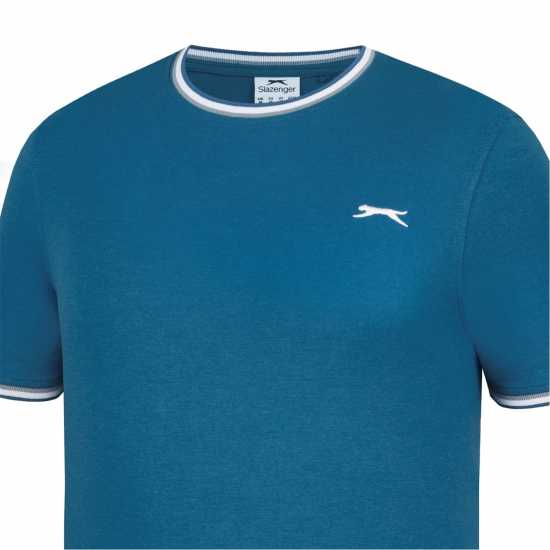 Slazenger Мъжка Тениска Tipped T Shirt Mens Синьо-зелено Мъжко облекло за едри хора