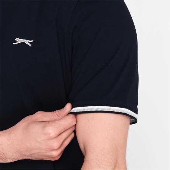 Slazenger Мъжка Тениска Tipped T Shirt Mens Морска синьо Мъжко облекло за едри хора