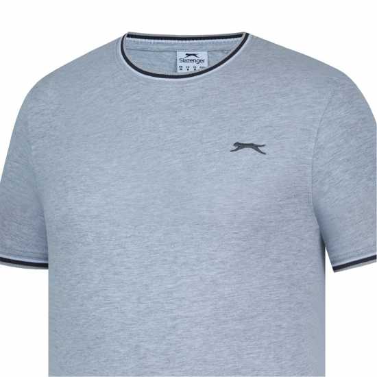 Slazenger Мъжка Тениска Tipped T Shirt Mens Сив марл Мъжко облекло за едри хора